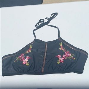 Rose high neck bikini top